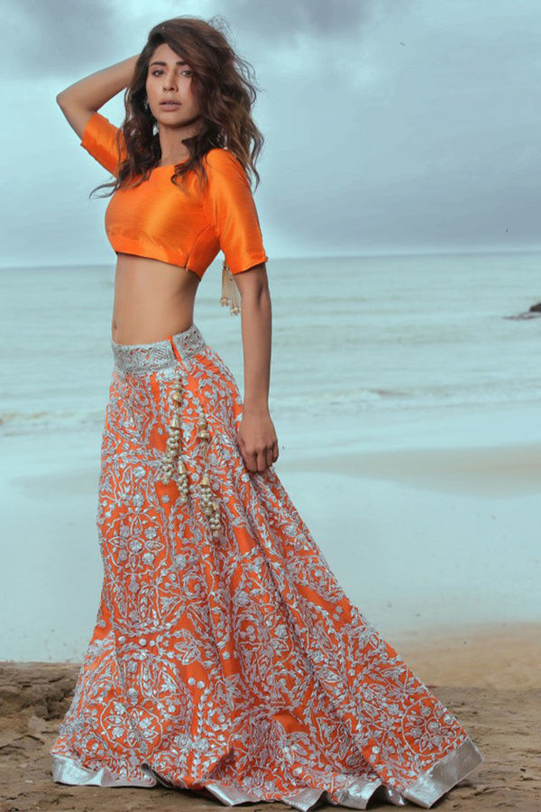 Orange With Silver Gota