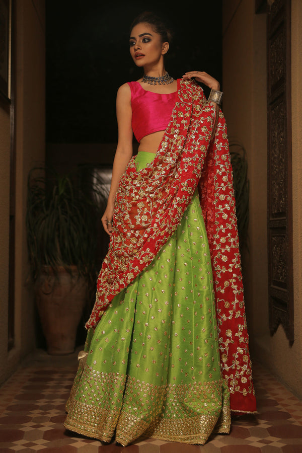 Parrot Green Lehenga